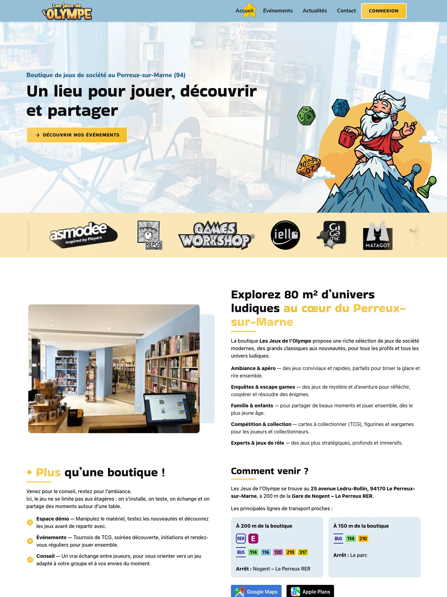 Site WordPress d'une boutique de jeux de société affiché sur ordinateur